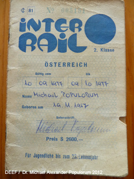 Interrail Ticket 1977 Dr. Michael Populorum