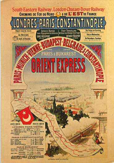 Orient Express (London-) Paris Est - Braunau - Ried - Wels - Wien - Konstantinopel